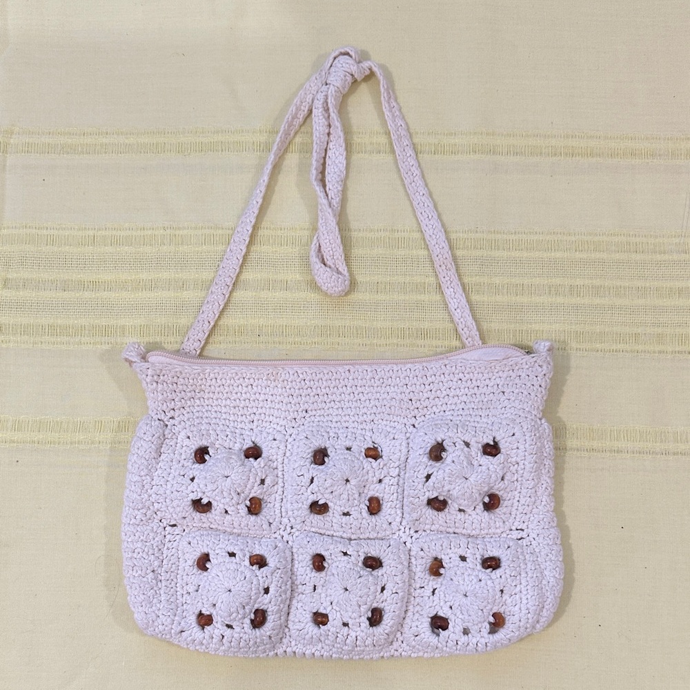 Chic Cream Crochet Shoulder Bag